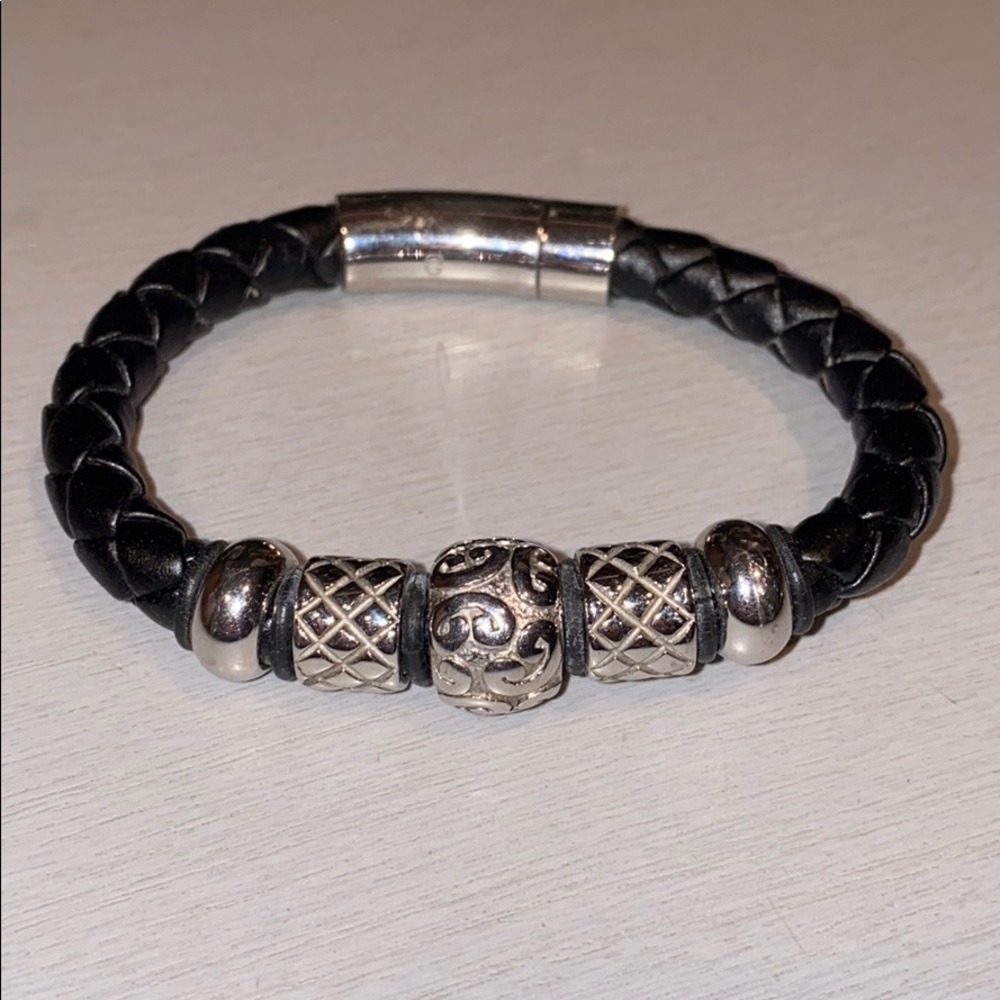 Stainless Steel Black Leather Bracelet🌵